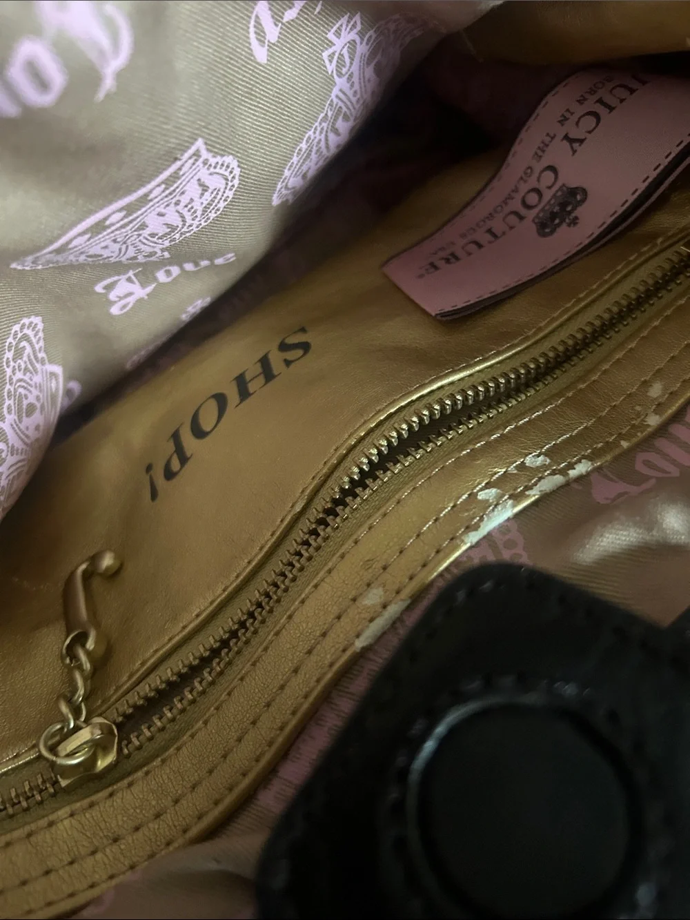 Juicy Couture Pink and Black Crest Tote with Heart Charm - Picture 6 of 12